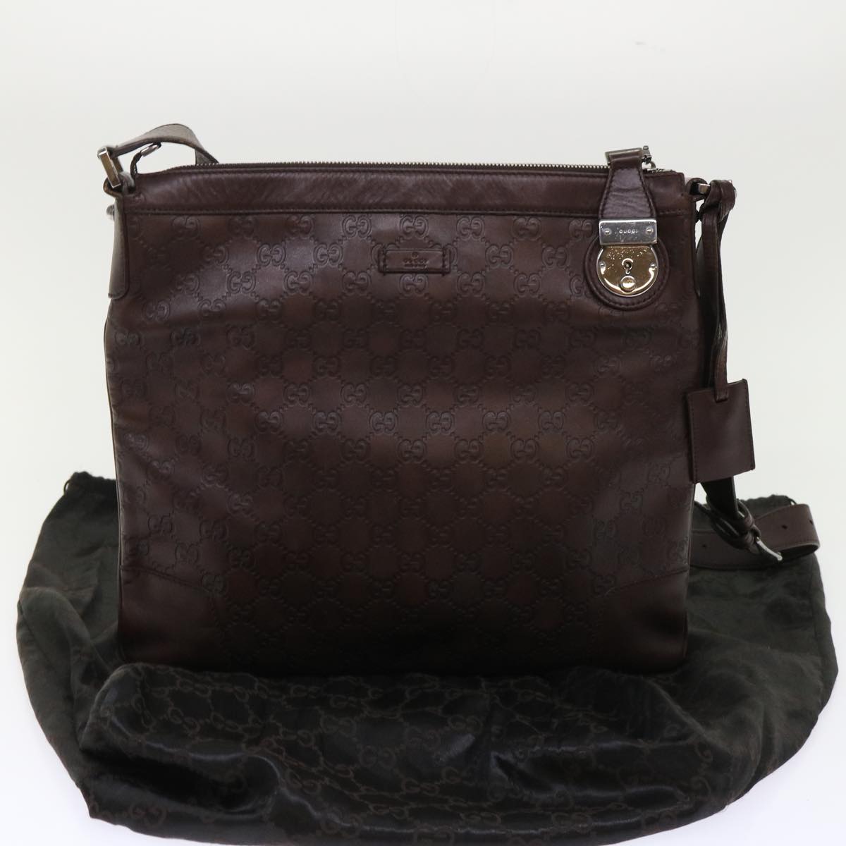 GUCCI GG Canvas Guccissima Shoulder Bag Brown 148476 Auth ki3279