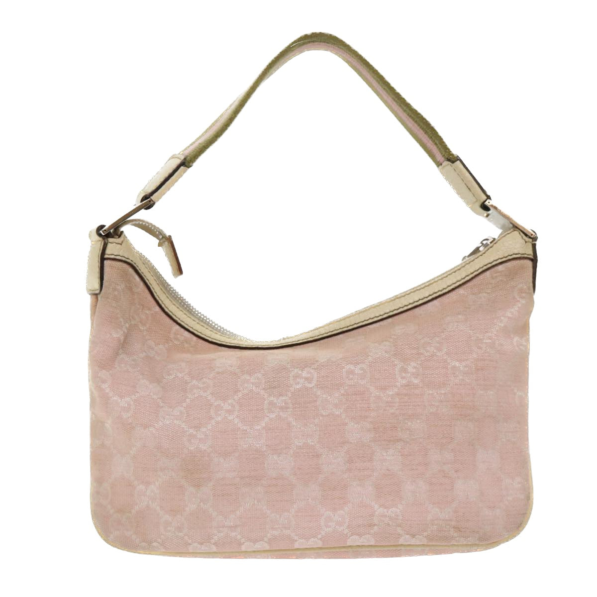 GUCCI GG Canvas Sherry Line Shoulder Bag Pink Khaki 145812 Auth ki3283 - 0