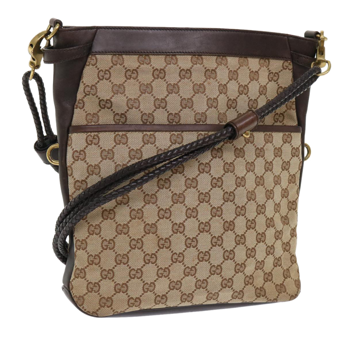 GUCCI GG Canvas Shoulder Bag Beige 109097 Auth ki3288