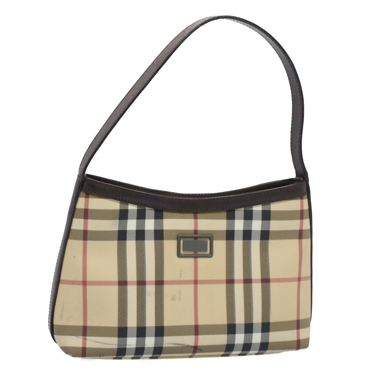 BURBERRY Nova Check Shoulder Bag PVC Leather Beige Auth ki3342