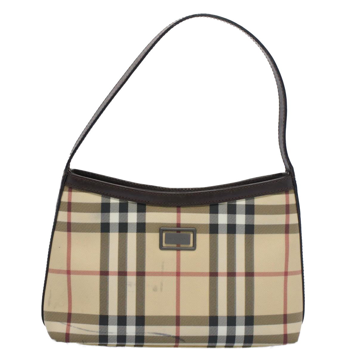 BURBERRY Nova Check Shoulder Bag PVC Leather Beige Auth ki3342