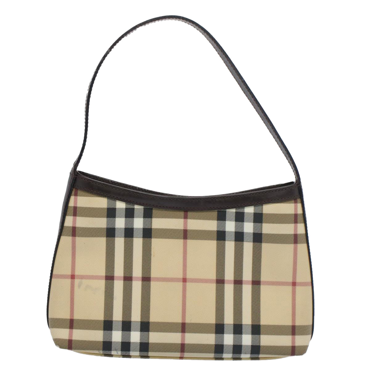 BURBERRY Nova Check Shoulder Bag PVC Leather Beige Auth ki3342 - 0