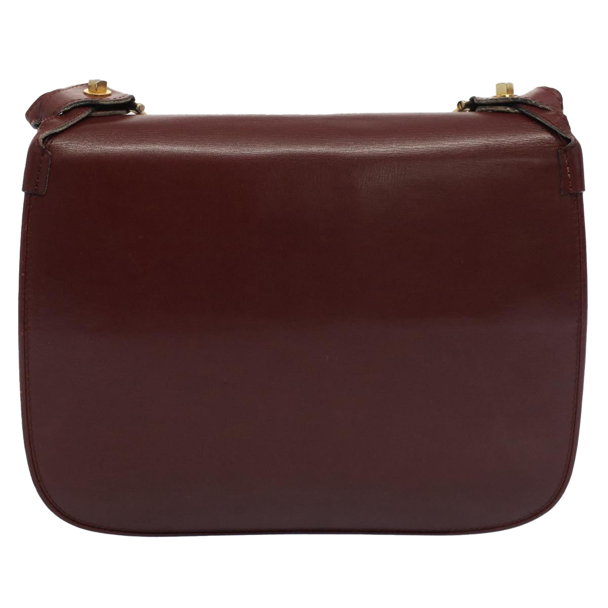 CARTIER Shoulder Bag Leather Wine Red Auth ki3347
