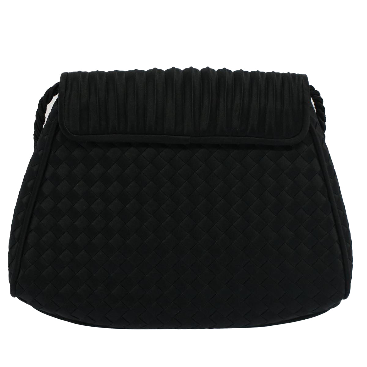 BOTTEGA VENETA INTRECCIATO Shoulder Bag Satin Black Auth ki3350 - 0