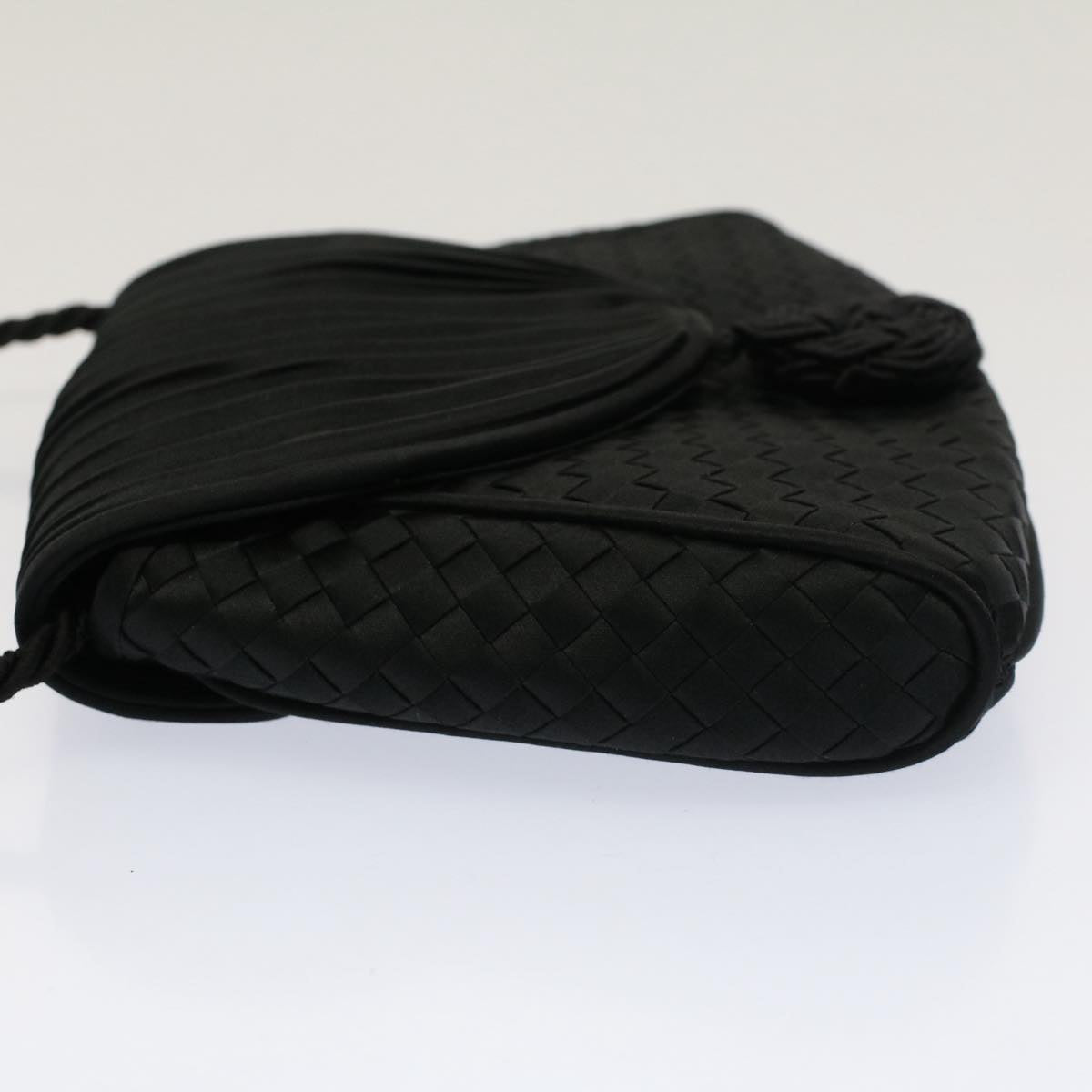 BOTTEGA VENETA INTRECCIATO Shoulder Bag Satin Black Auth ki3350