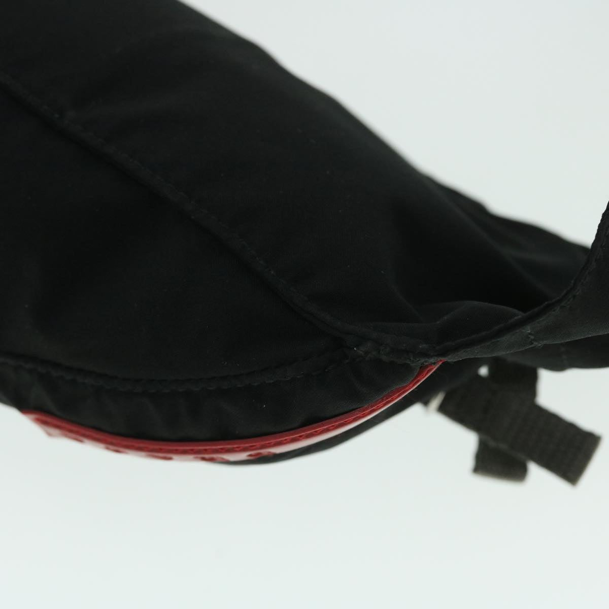 PRADA Sports Waist Bag Nylon Black Red Auth ki3352