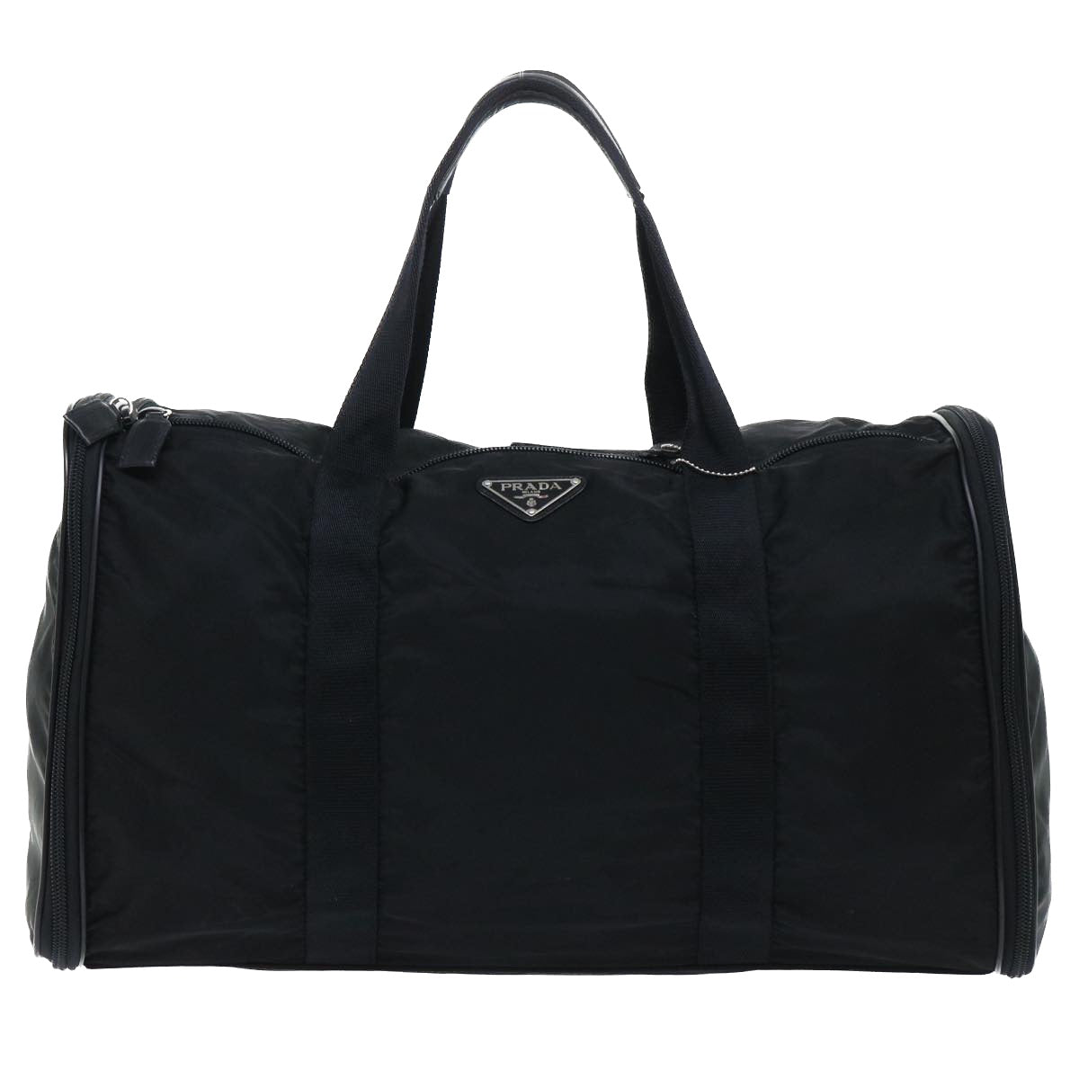 PRADA Boston Bag Nylon Black Auth ki3372