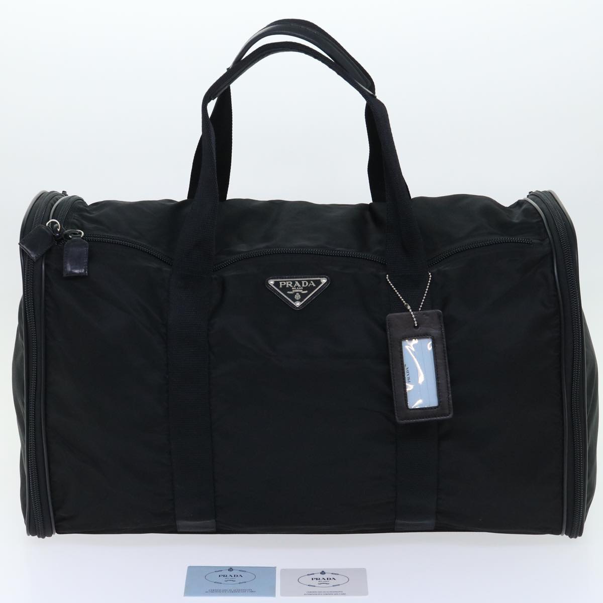 PRADA Boston Bag Nylon Black Auth ki3372