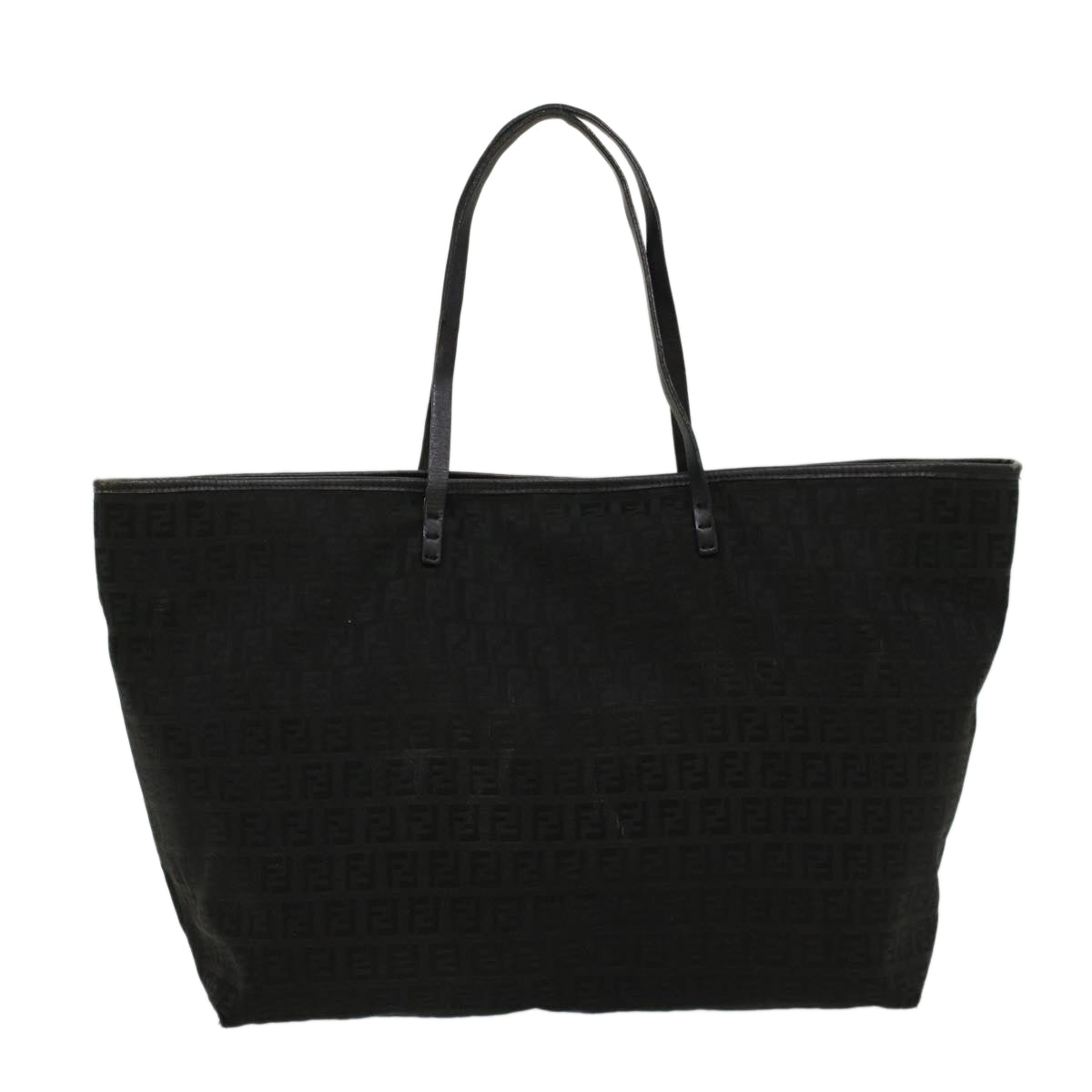 FENDI Zucchino Canvas Tote Bag Nylon Black Auth ki3375