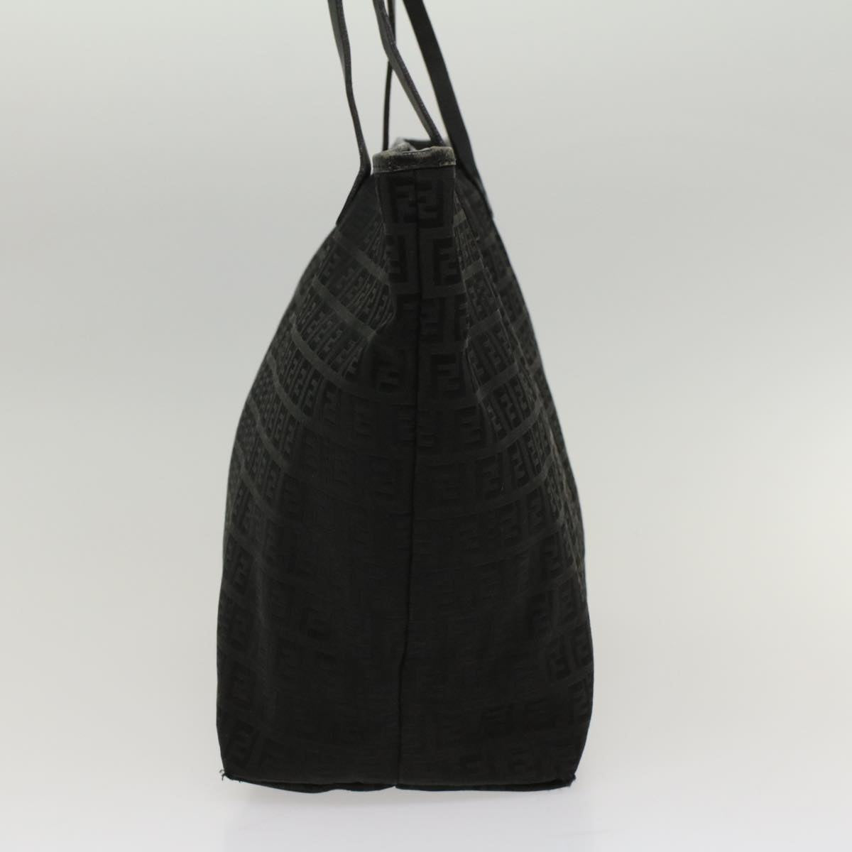 FENDI Zucchino Canvas Tote Bag Nylon Black Auth ki3375