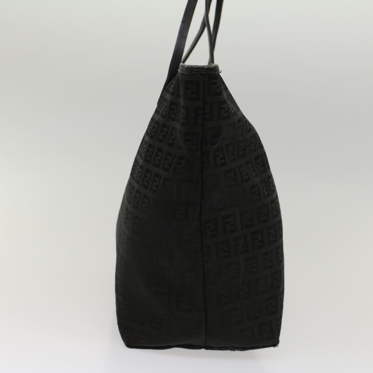 FENDI Zucchino Canvas Tote Bag Nylon Black Auth ki3375