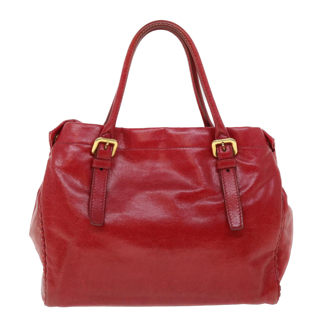 PRADA Tote Bag Leather 2way Red Auth ki3385 - 0