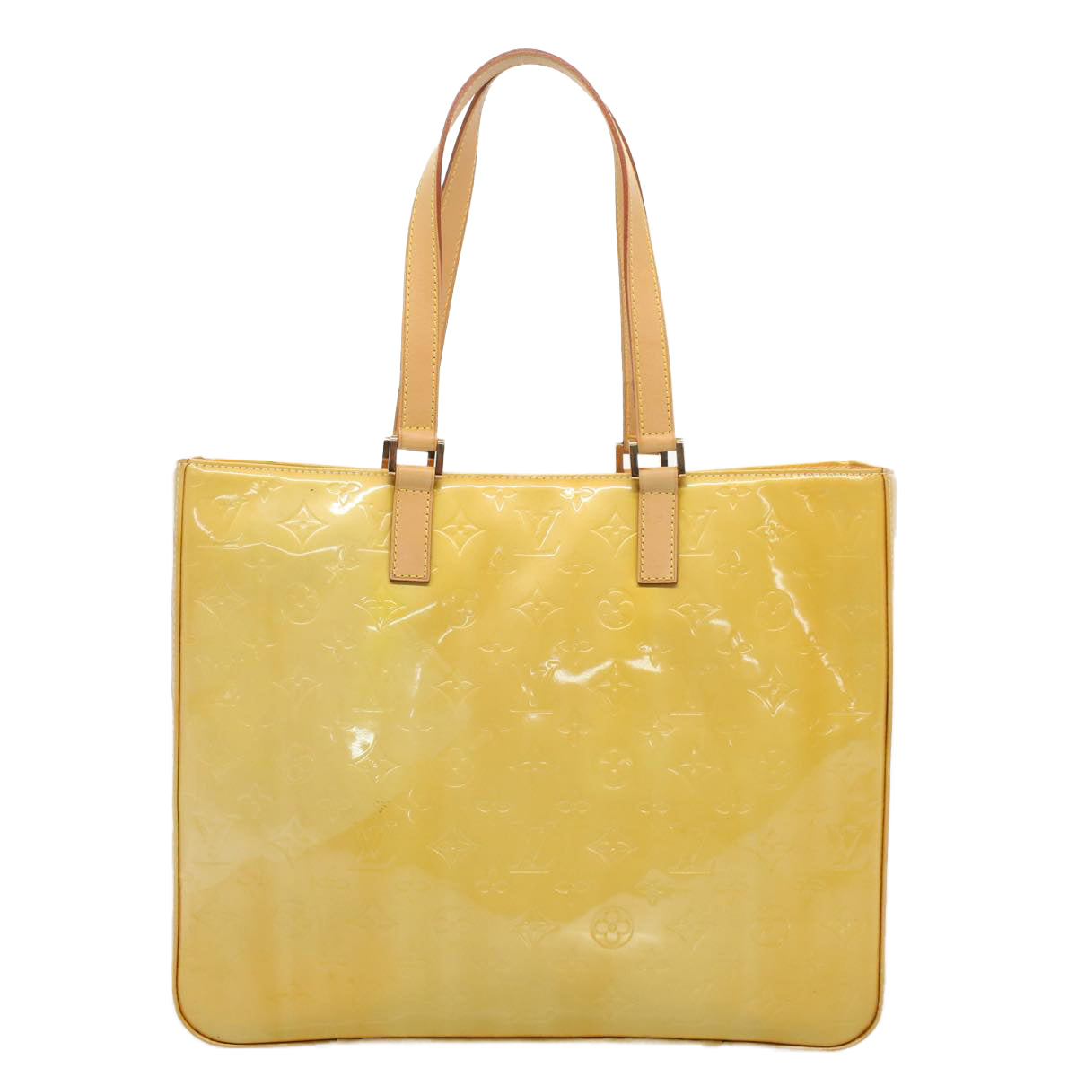 LOUIS VUITTON Monogram Vernis Columbus Tote Bag Yellow M91047 LV Auth ki3386