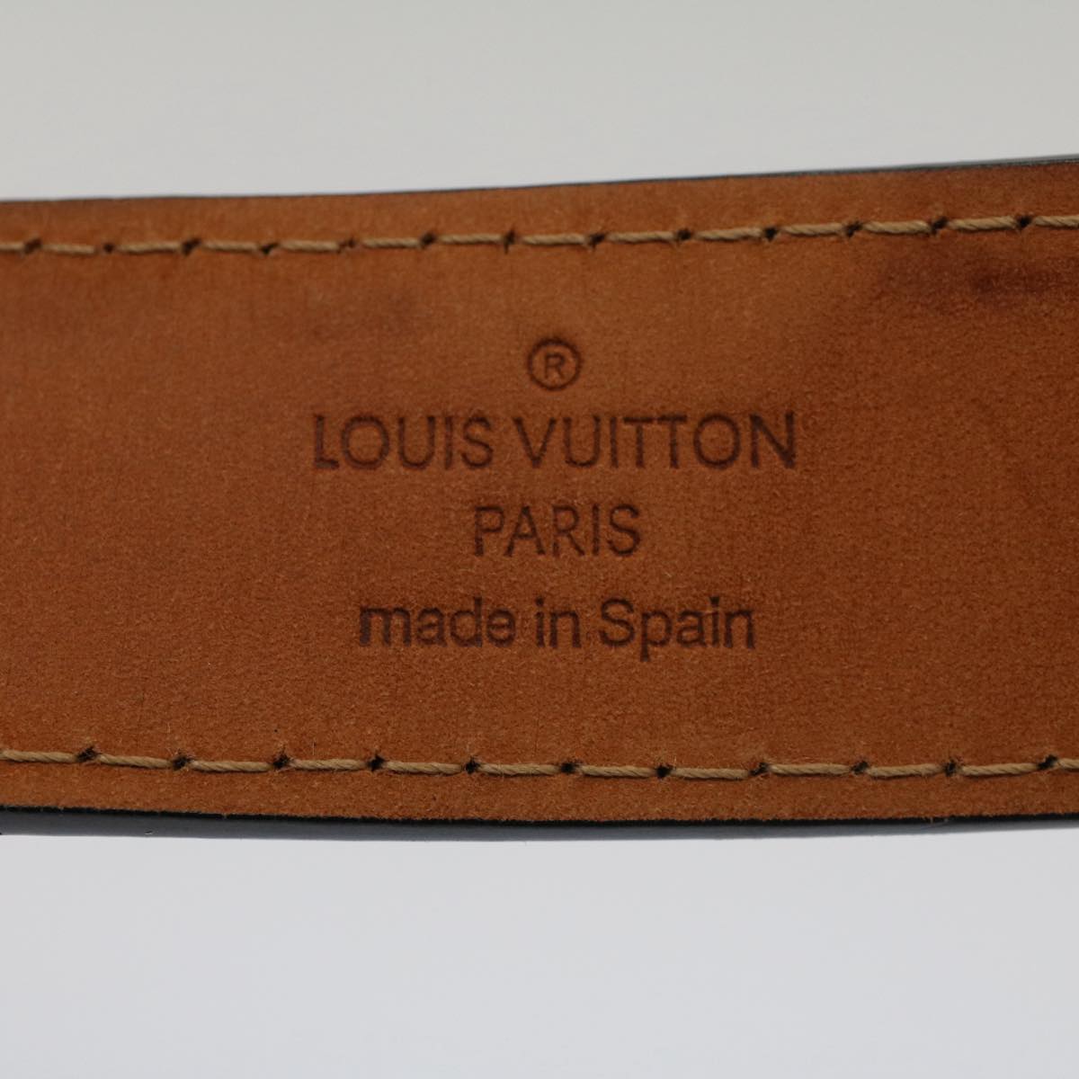 LOUIS VUITTON Ceinture jeans Belt Leather 29.5""-33.5"" Black M6812 Auth ki3398