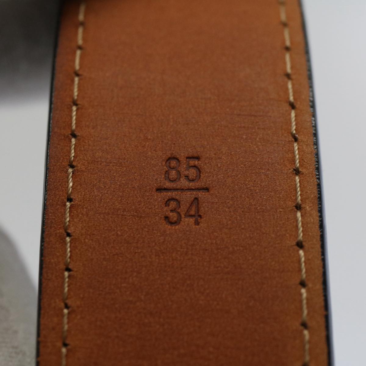 LOUIS VUITTON Ceinture jeans Belt Leather 29.5""-33.5"" Black M6812 Auth ki3398