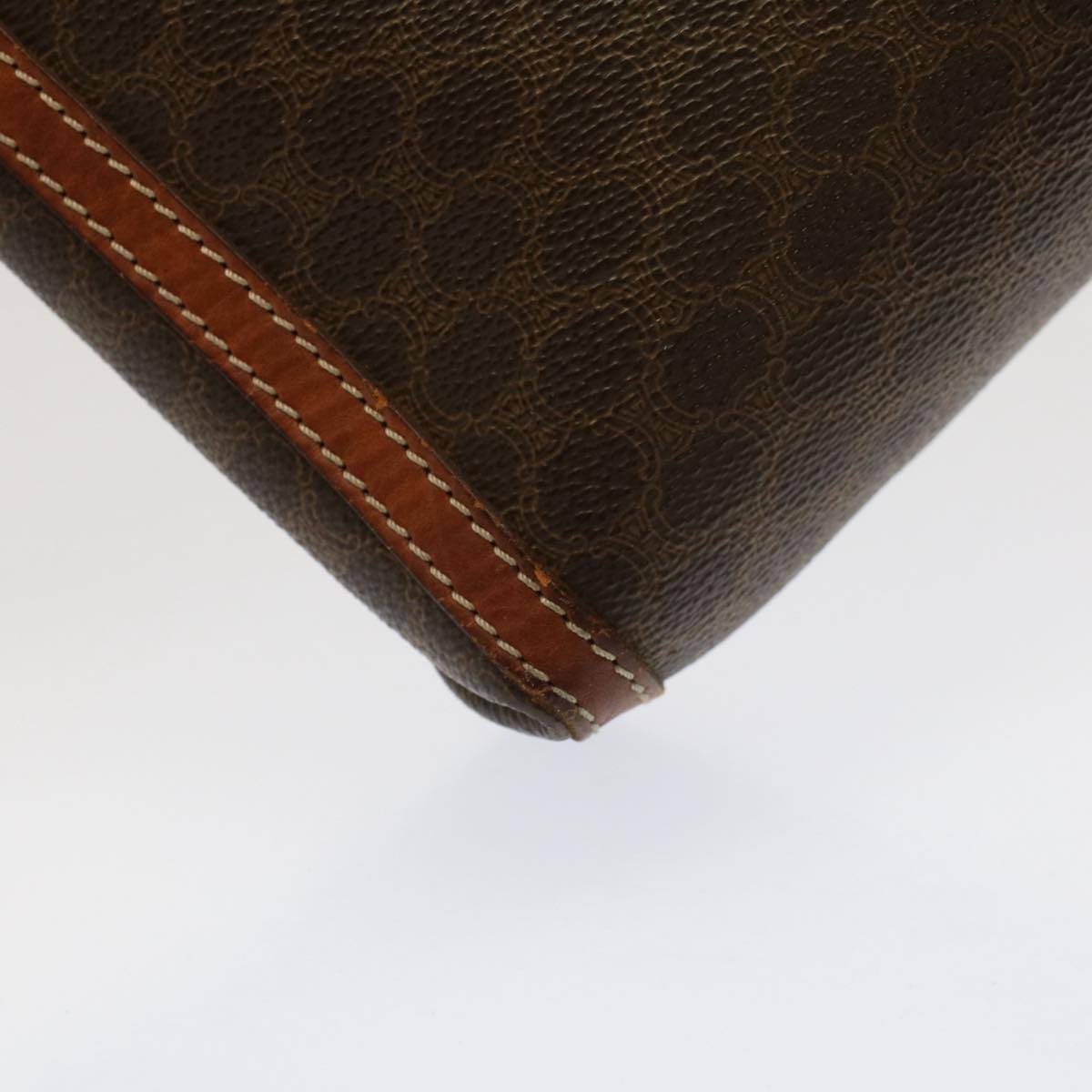 CELINE Macadam Canvas Clutch Bag PVC Leather Brown Auth ki3409