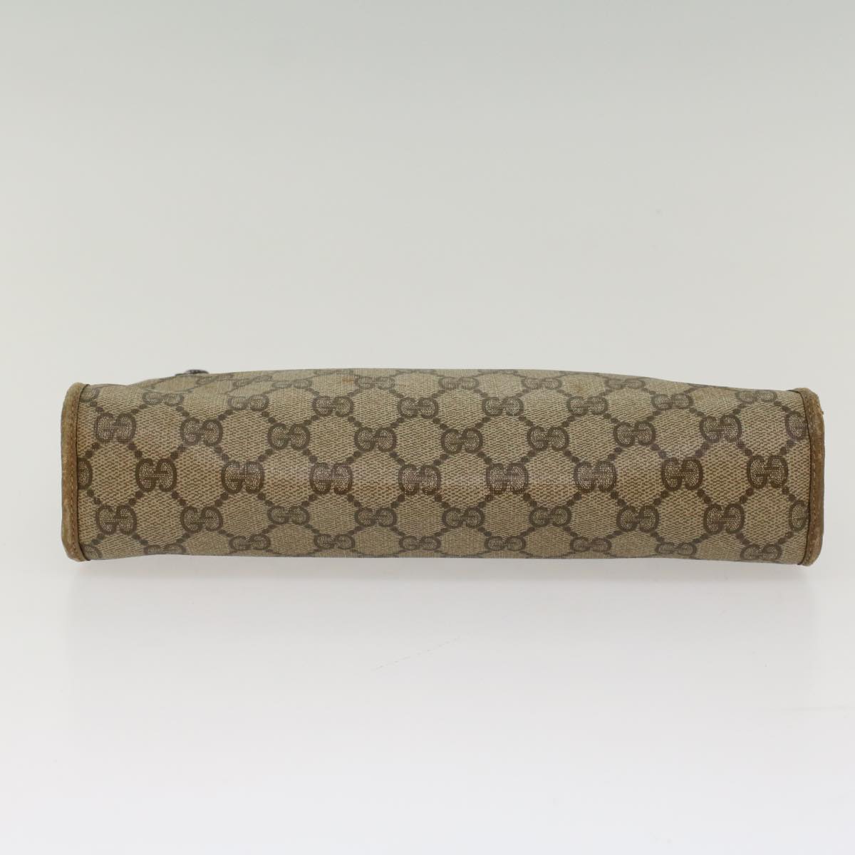 GUCCI GG Canvas Clutch Bag PVC Leather Beige 97 01 037 Auth ki3414