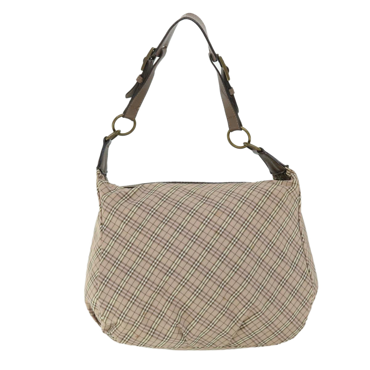 BURBERRY Nova Check Blue Label Shoulder Bag Canvas Beige Pink Auth ki3415 - 0