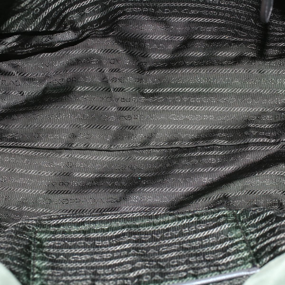 PRADA Tote Bag Nylon Leather Khaki Auth ki3421