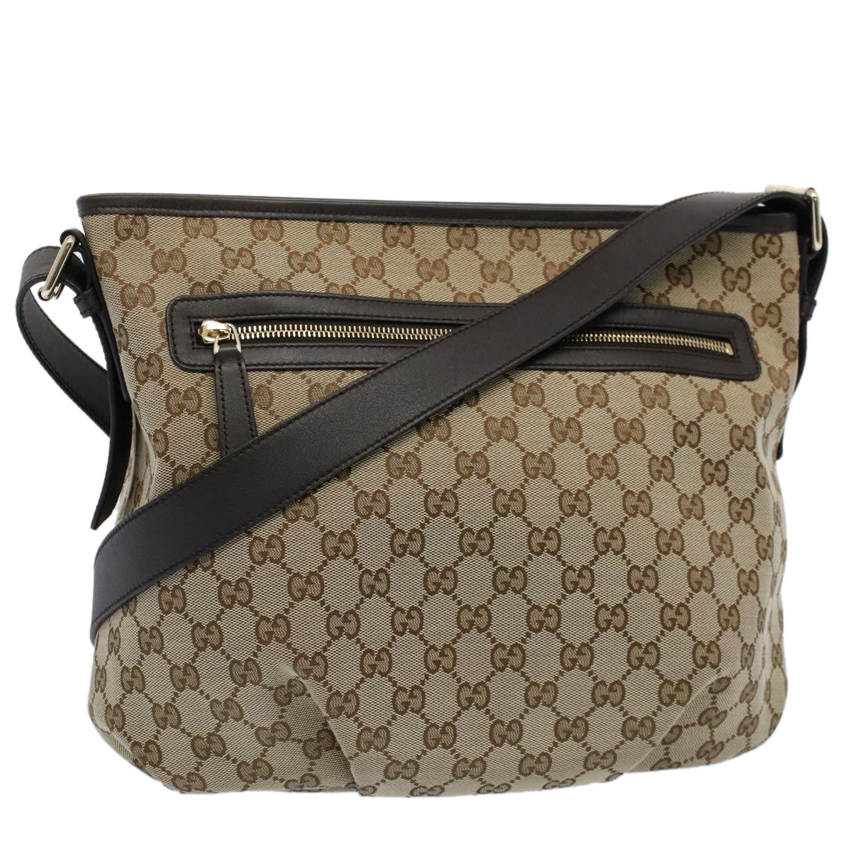 GUCCI GG Canvas Shoulder Bag Beige 388930 Auth ki3436