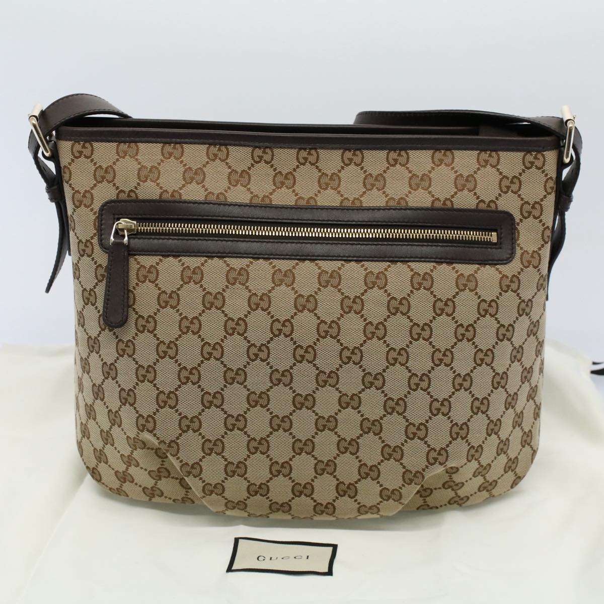 GUCCI GG Canvas Shoulder Bag Beige 388930 Auth ki3436