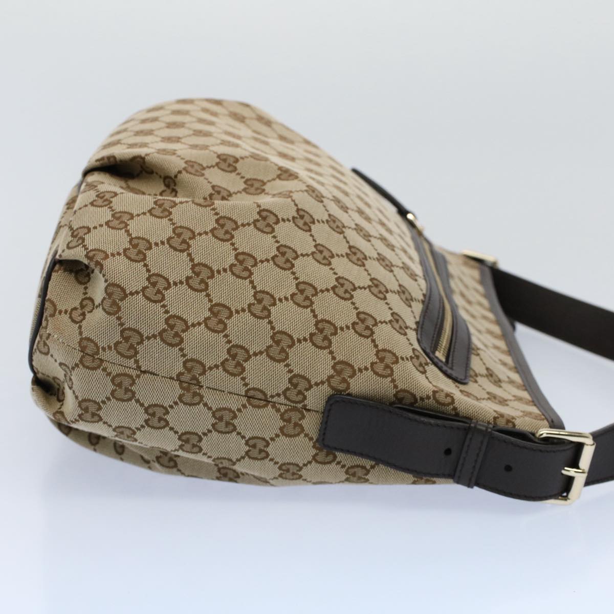 GUCCI GG Canvas Shoulder Bag Beige 388930 Auth ki3436