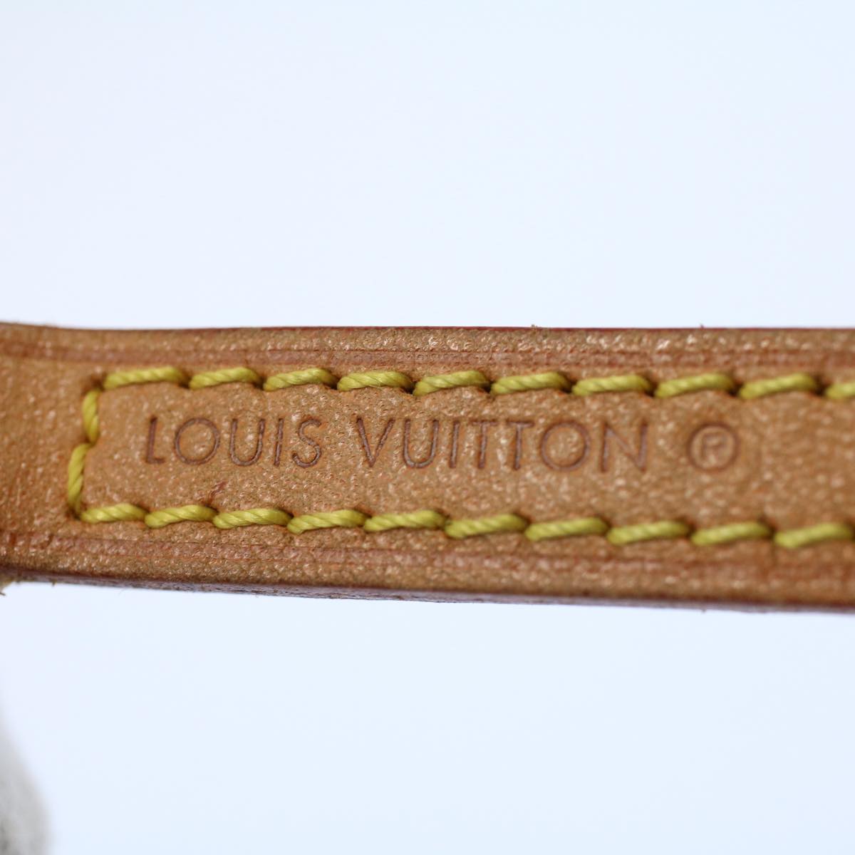 LOUIS VUITTON Shoulder Strap Leather 44.9"" Beige LV Auth ki3439
