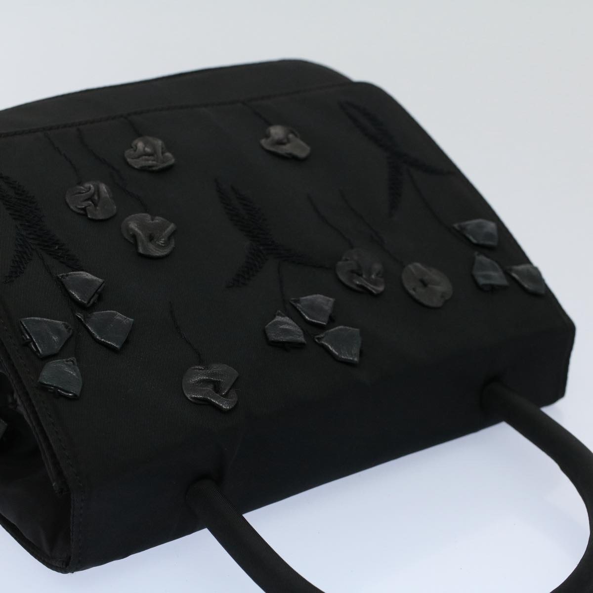 PRADA Hand Bag Nylon Black Auth ki3443
