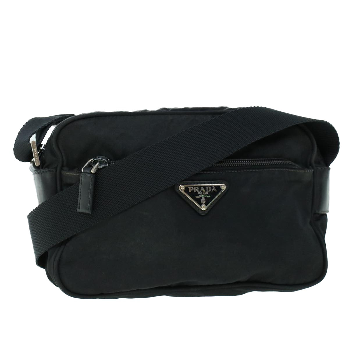 PRADA Shoulder Bag Nylon Leather Black Auth ki3444