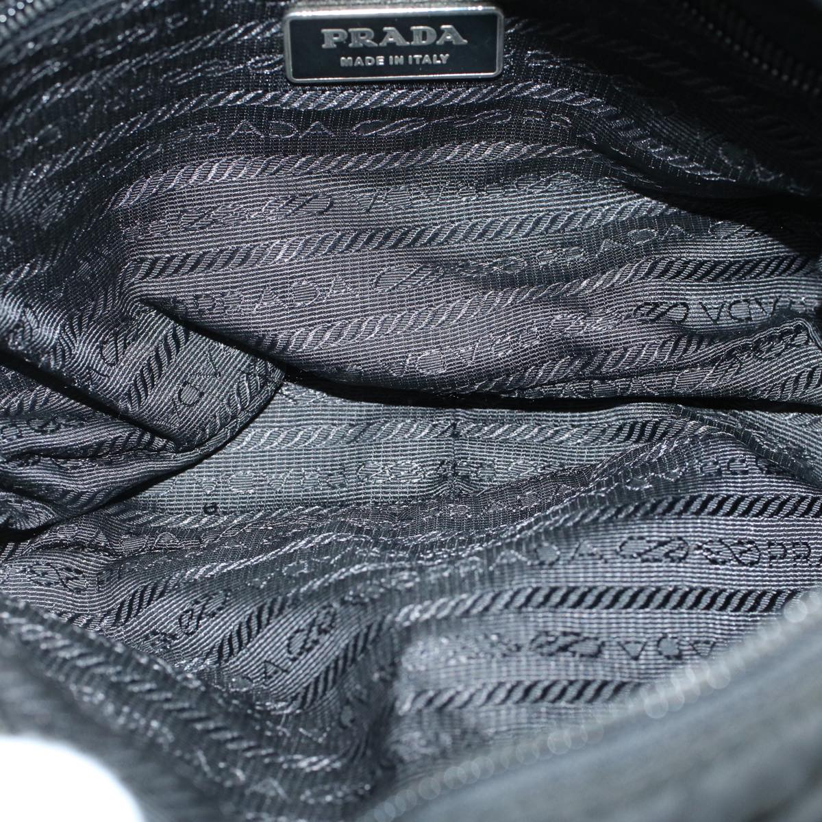 PRADA Shoulder Bag Nylon Leather Black Auth ki3444
