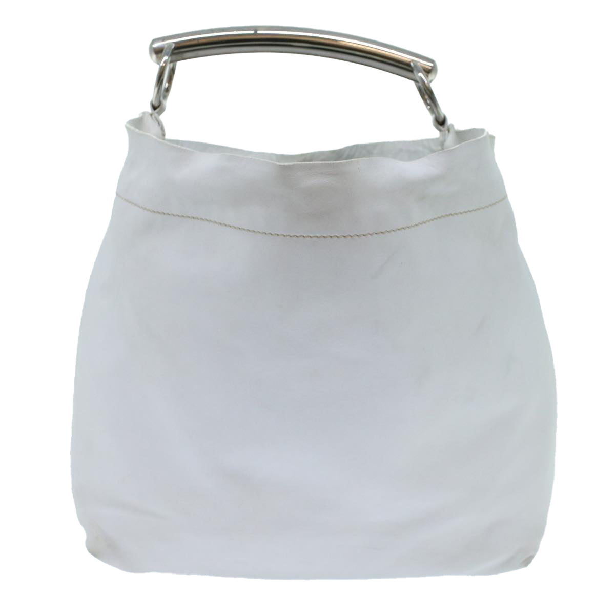 PRADA Shoulder Bag Leather White Auth ki3448
