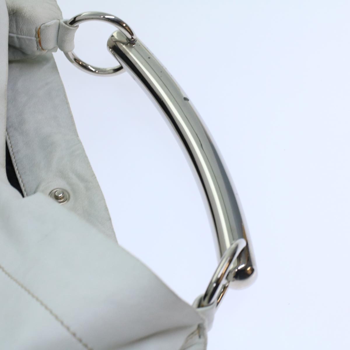 PRADA Shoulder Bag Leather White Auth ki3448