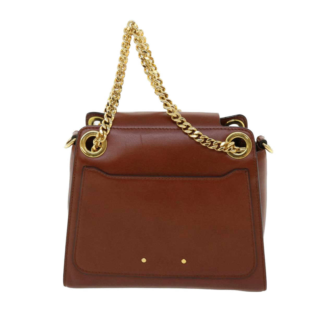 Chloe Chain Mini Annie Hand Bag Leather 2way Brown Auth ki3449 - 0