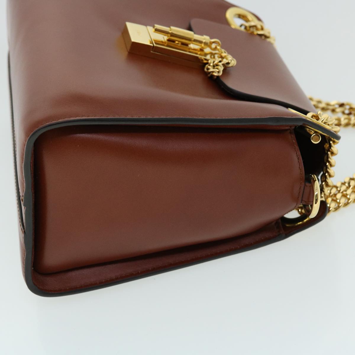 Chloe Chain Mini Annie Hand Bag Leather 2way Brown Auth ki3449