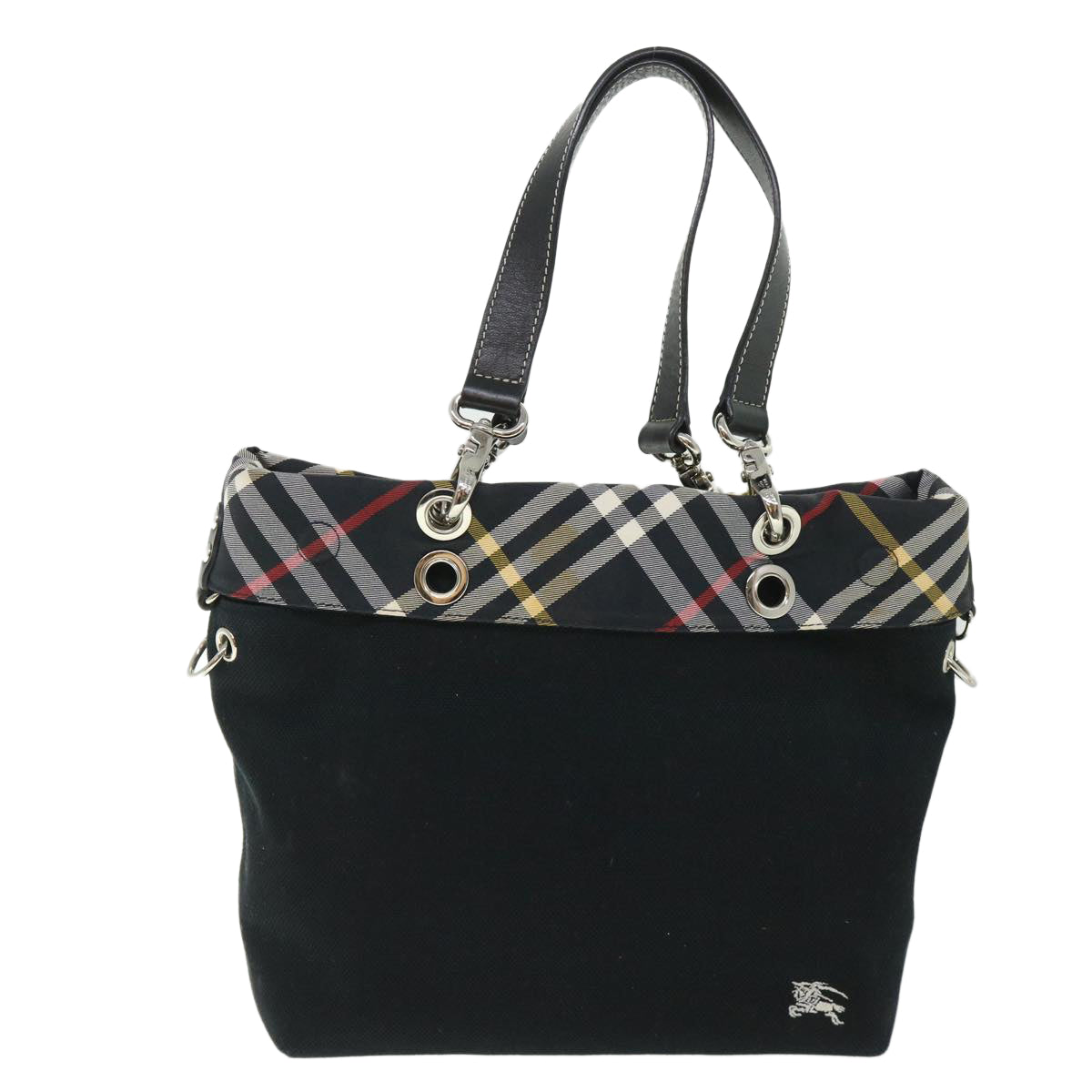 BURBERRY Nova Check Blue Label Shoulder Bag Canvas 2way Black Auth ki3462 - 0