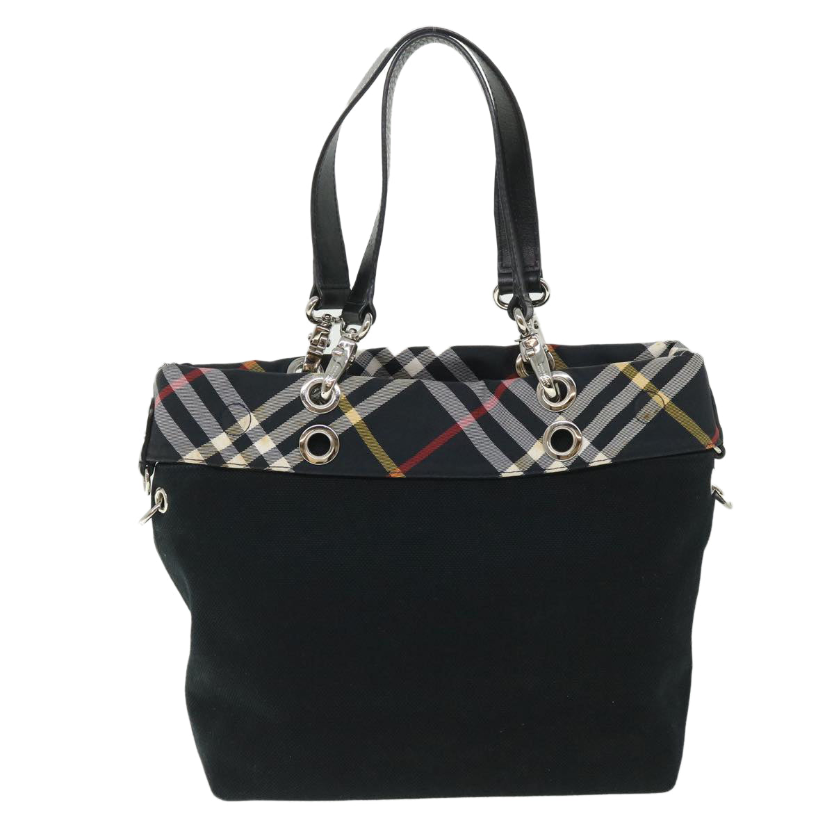 BURBERRY Nova Check Blue Label Shoulder Bag Canvas 2way Black Auth ki3462