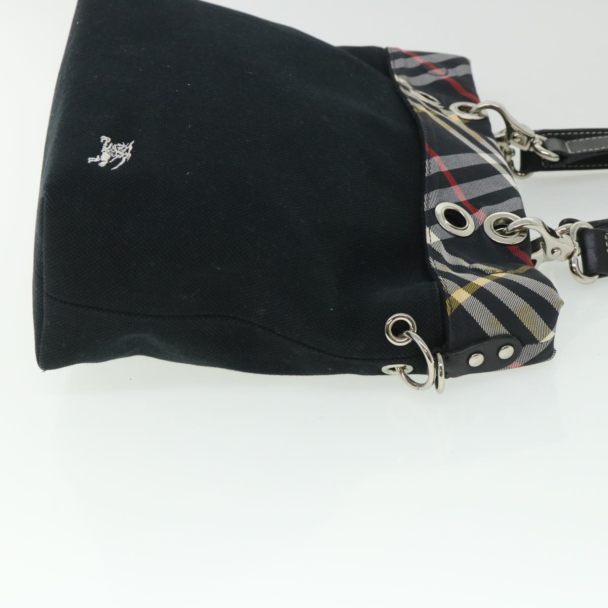 BURBERRY Nova Check Blue Label Shoulder Bag Canvas 2way Black Auth ki3462