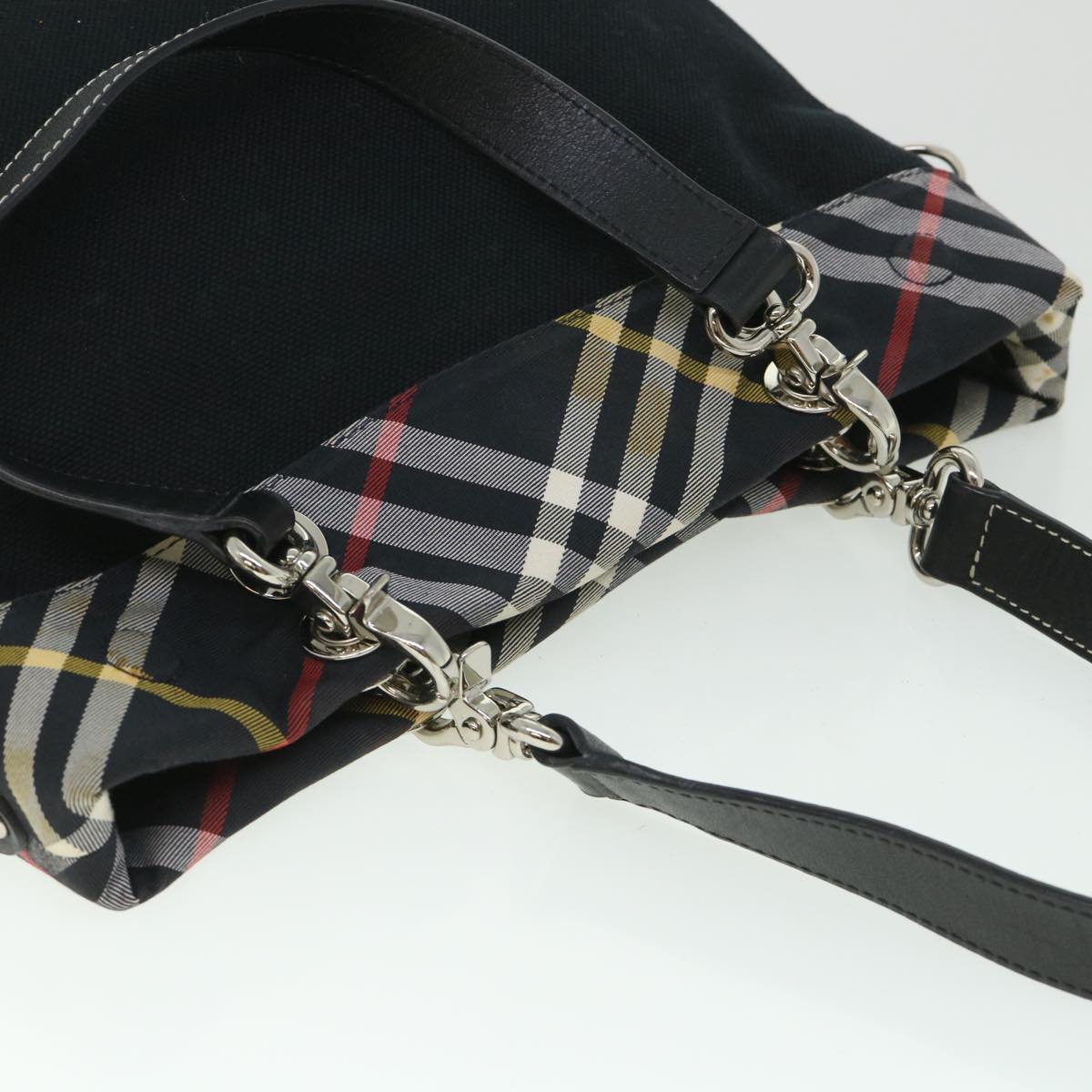 BURBERRY Nova Check Blue Label Shoulder Bag Canvas 2way Black Auth ki3462