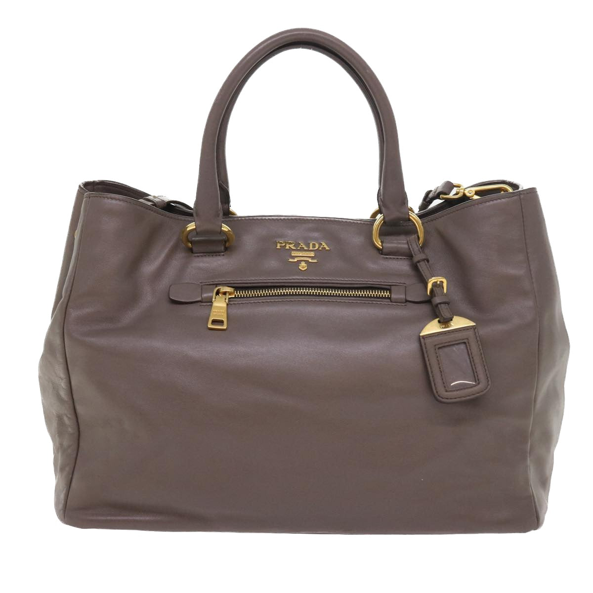 PRADA Hand Bag Leather 2way Gray Auth ki3476 - 0