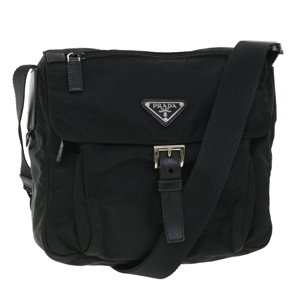 PRADA Shoulder Bag Nylon Black Auth ki3478