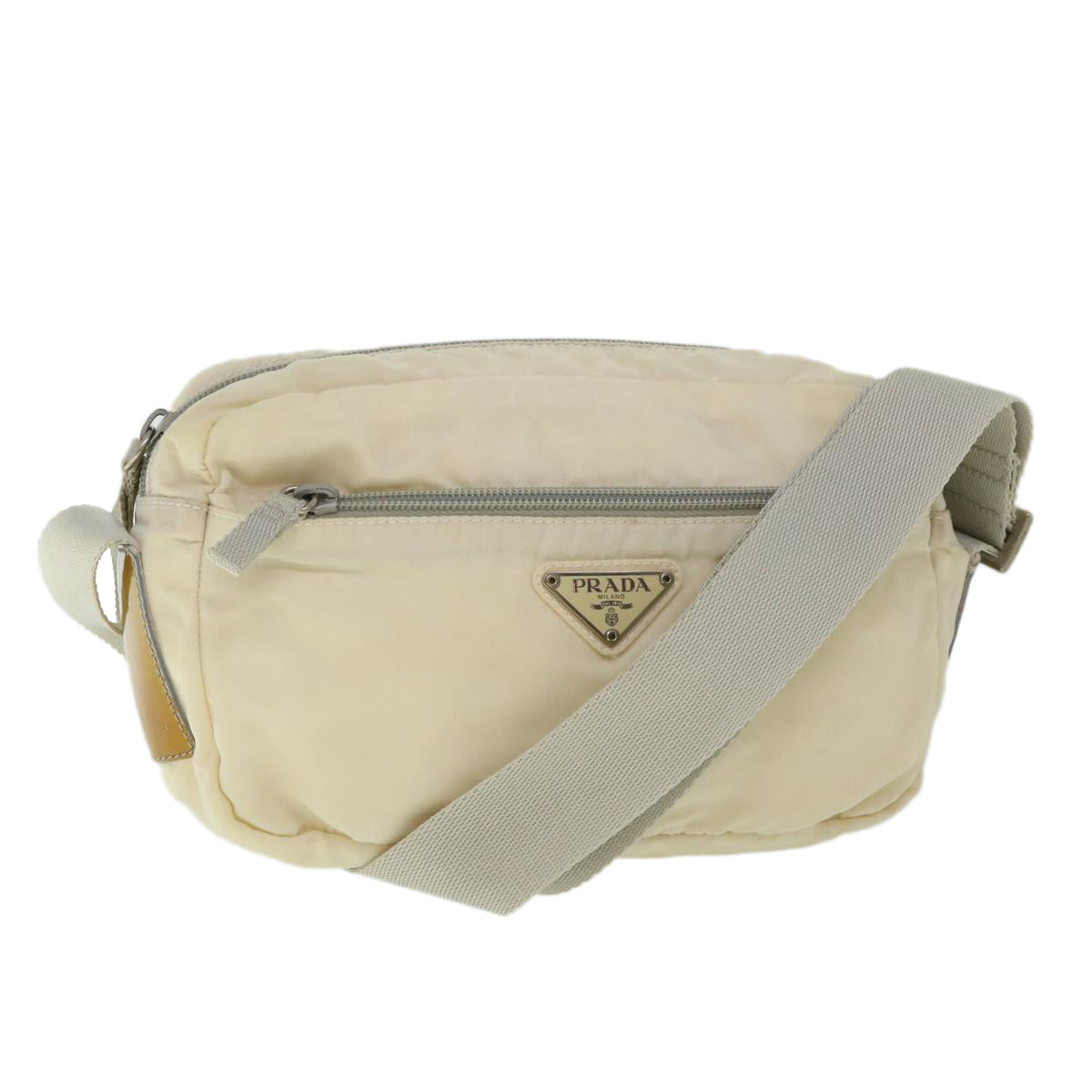 PRADA Shoulder Bag Nylon White Auth ki3480