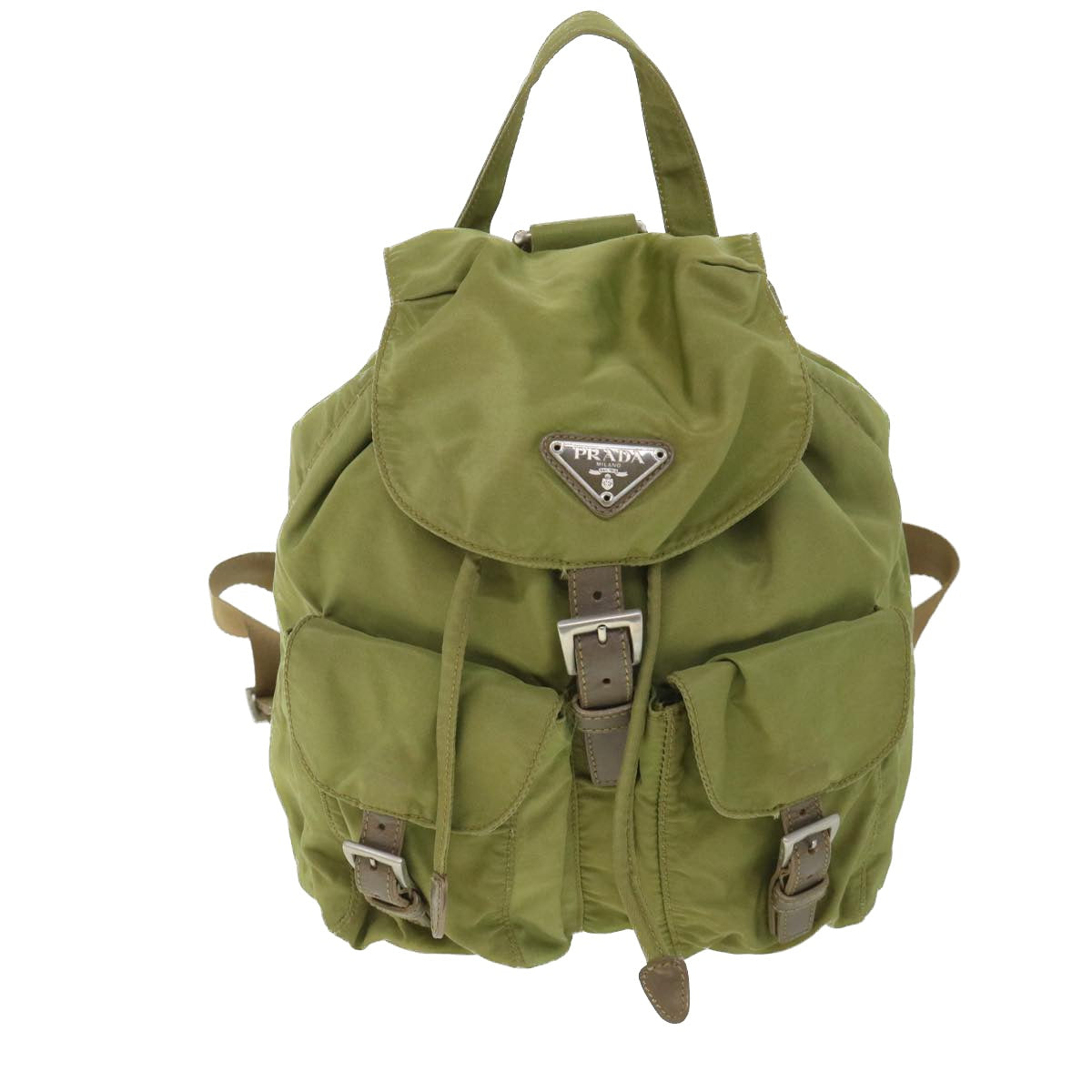 PRADA Backpack Nylon Khaki Auth ki3481