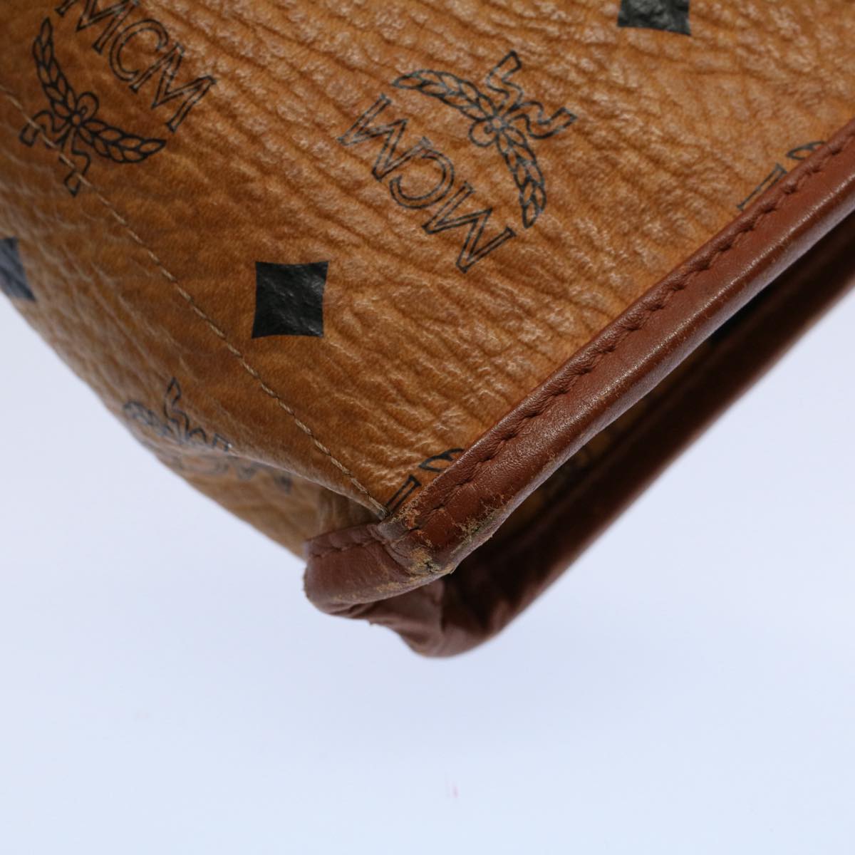 MCM Logogram Vicetos Clutch Bag PVC Leather Brown Auth ki3484