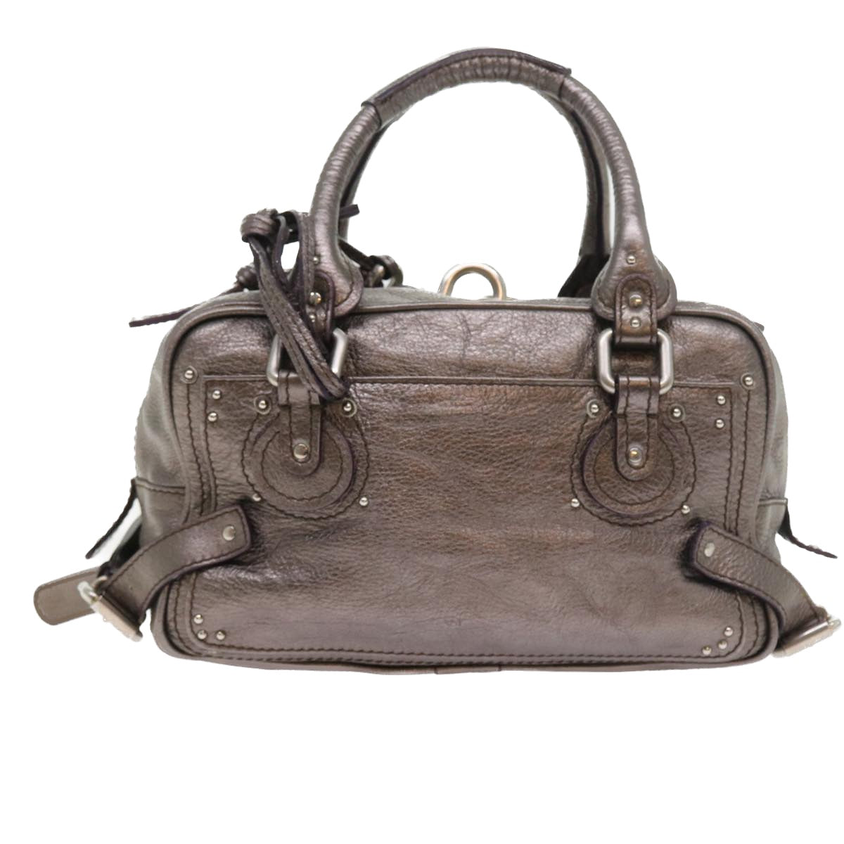 Chloe Paddington Hand Bag Leather Metallic Silver Auth ki3489 - 0