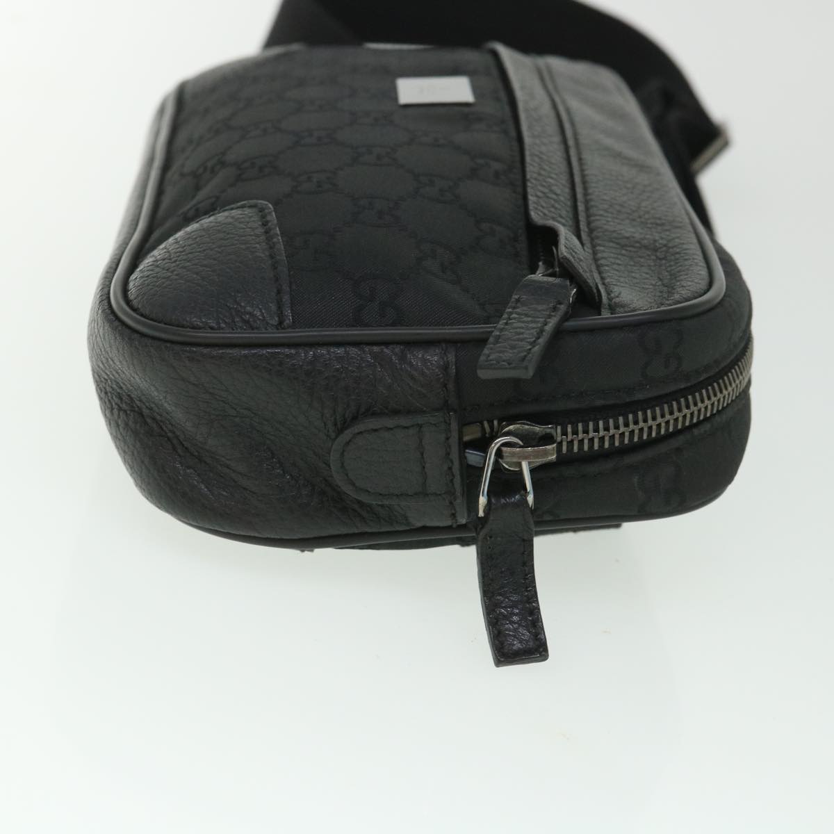 GUCCI GG Canvas Waist bag Nylon Leather Black 336672 Auth ki3498