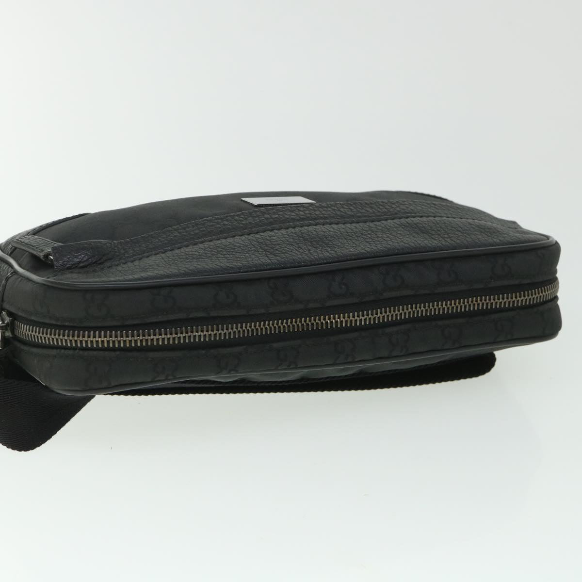 GUCCI GG Canvas Waist bag Nylon Leather Black 336672 Auth ki3498