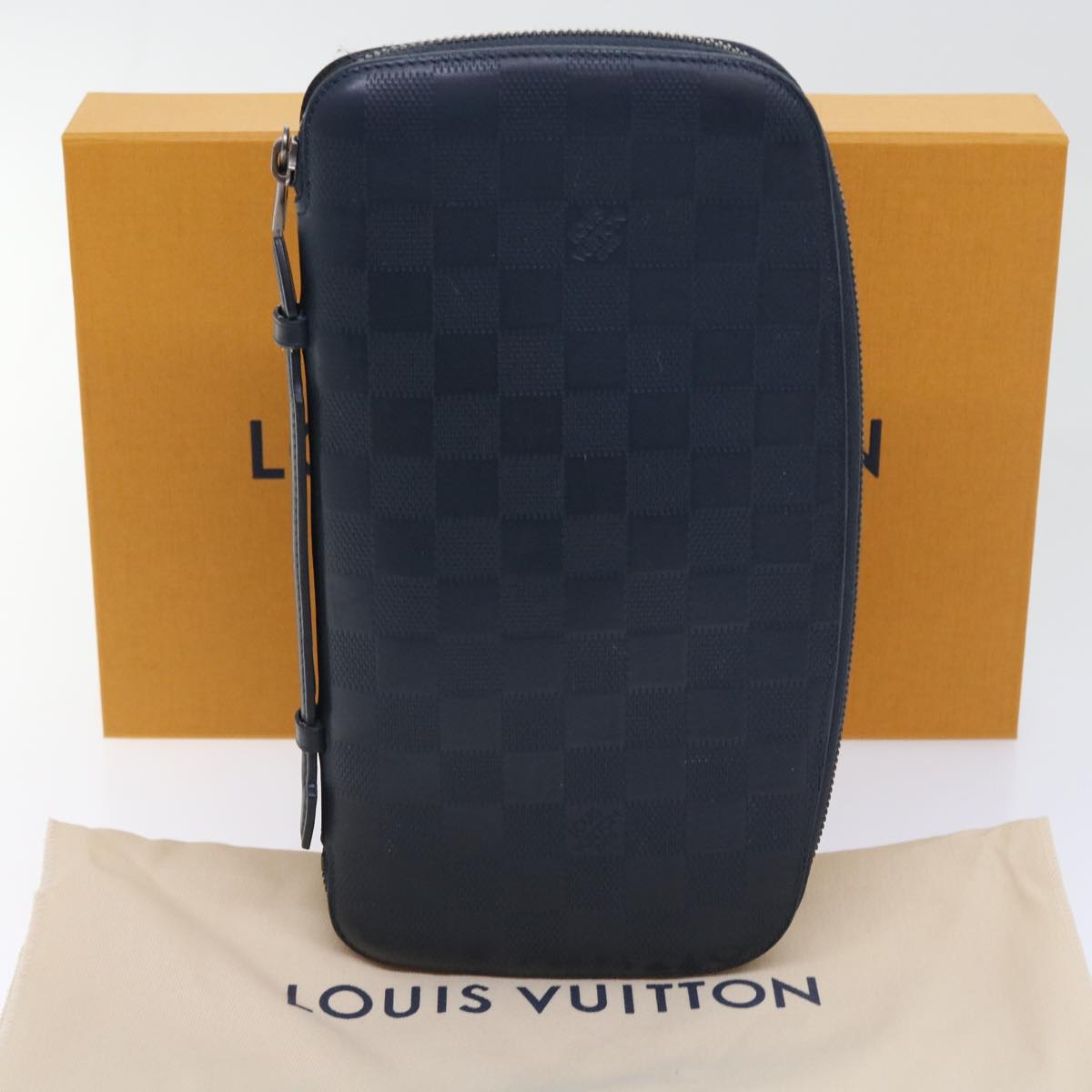 LOUIS VUITTON Damier Infini Organizer Atholl Clutch Bag Black N41382 Auth ki3504