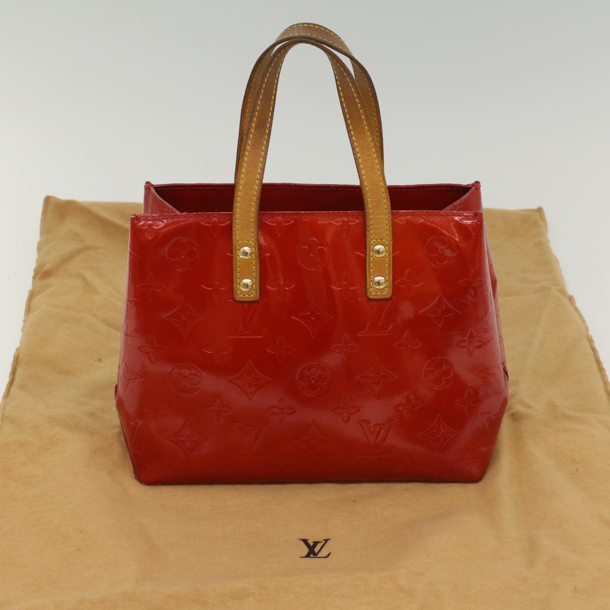 LOUIS VUITTON Monogram Vernis Reade PM Hand Bag Red M91088 LV Auth ki3506