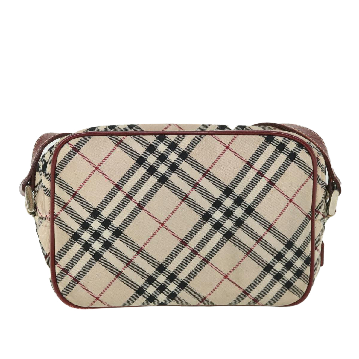 BURBERRY Nova Check Shoulder Bag Nylon Leather Beige Red Auth ki3517