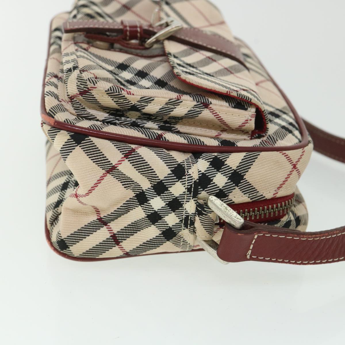 BURBERRY Nova Check Shoulder Bag Nylon Leather Beige Red Auth ki3517